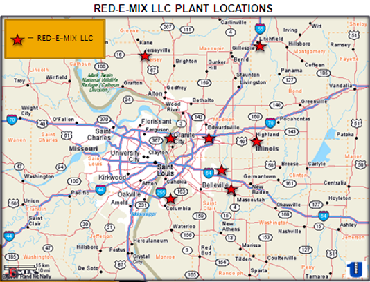 Map of Red-E-Mix locations